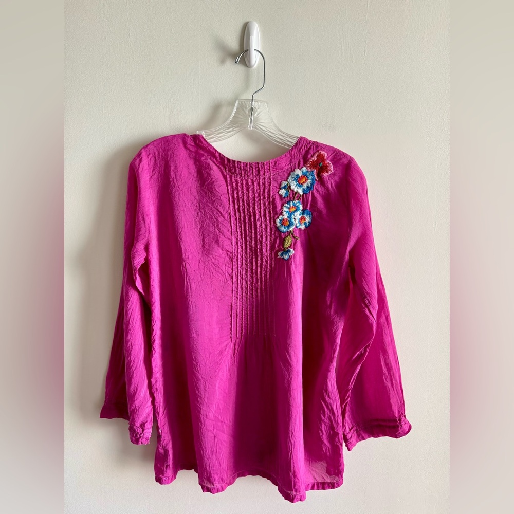 Johnny Was Embroidered Pink Top - Picture 5 of 10